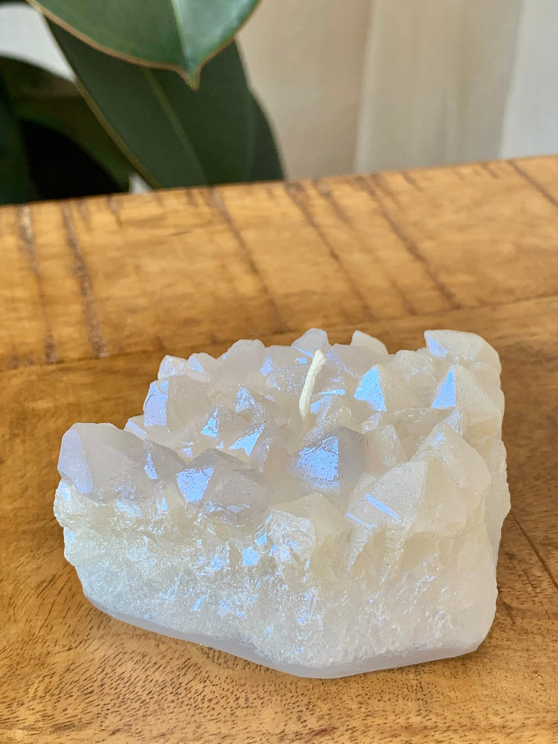 Quartz Cluster Crystal Candle by Zen Den. Sold By Sweet Grass Boutique in Garberville, ca. shop-sweetgrass.com